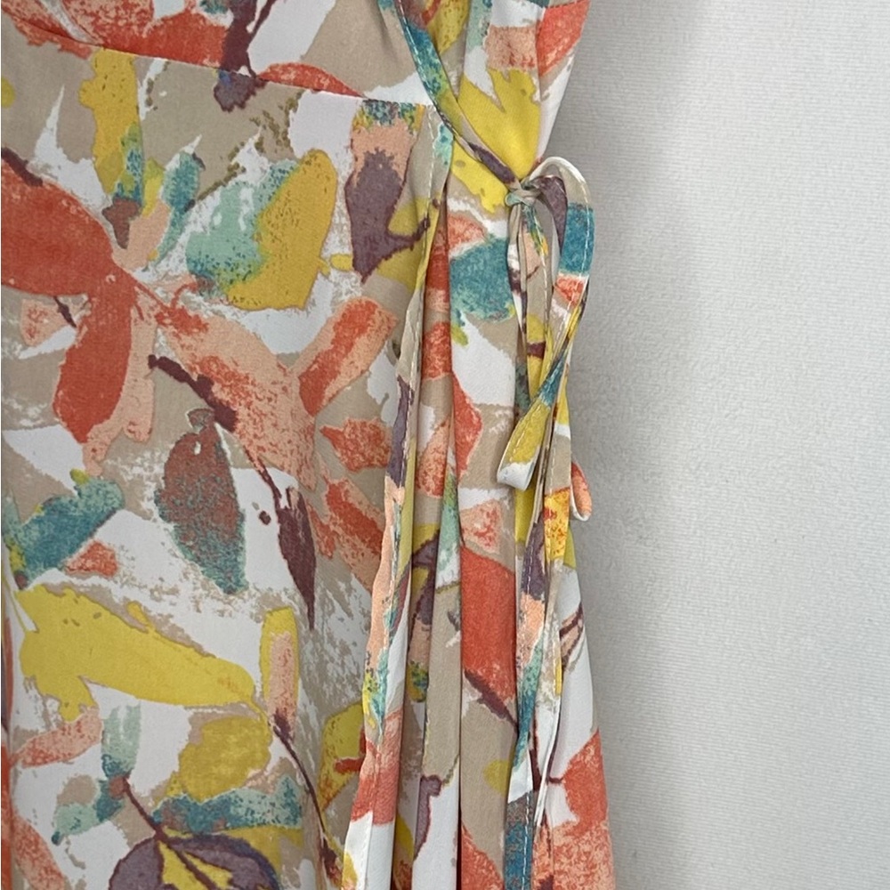 Pretty Garden Summer Wrap Maxi Dress Asymmetrical Ruffle Hem Boho Sz S - Picture 4 of 12